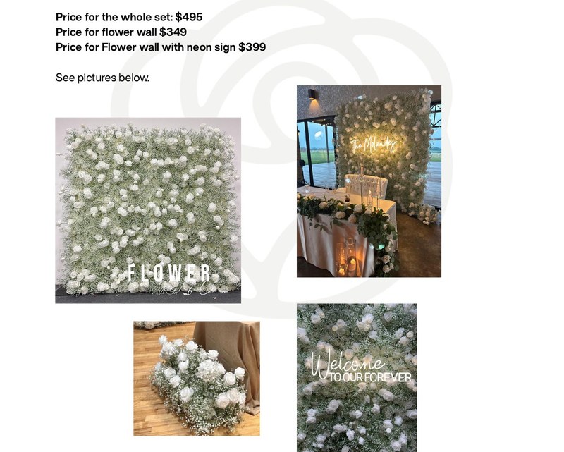 8x8 flower wall with neon sign