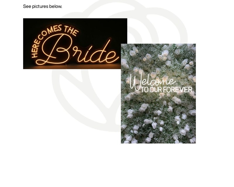 Neon signs for weddings and events