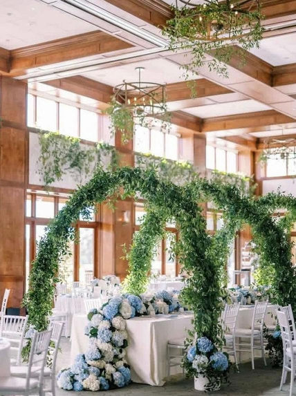 Greenery arch portrait detail